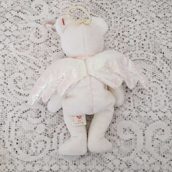 Vintage 1998 TY Beanie Baby "Halo" Angel Bear Plush Iridescent Wings NWT - Picture 2 of 7